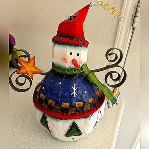 2001 Christmas Snowman Tea Light Lantern